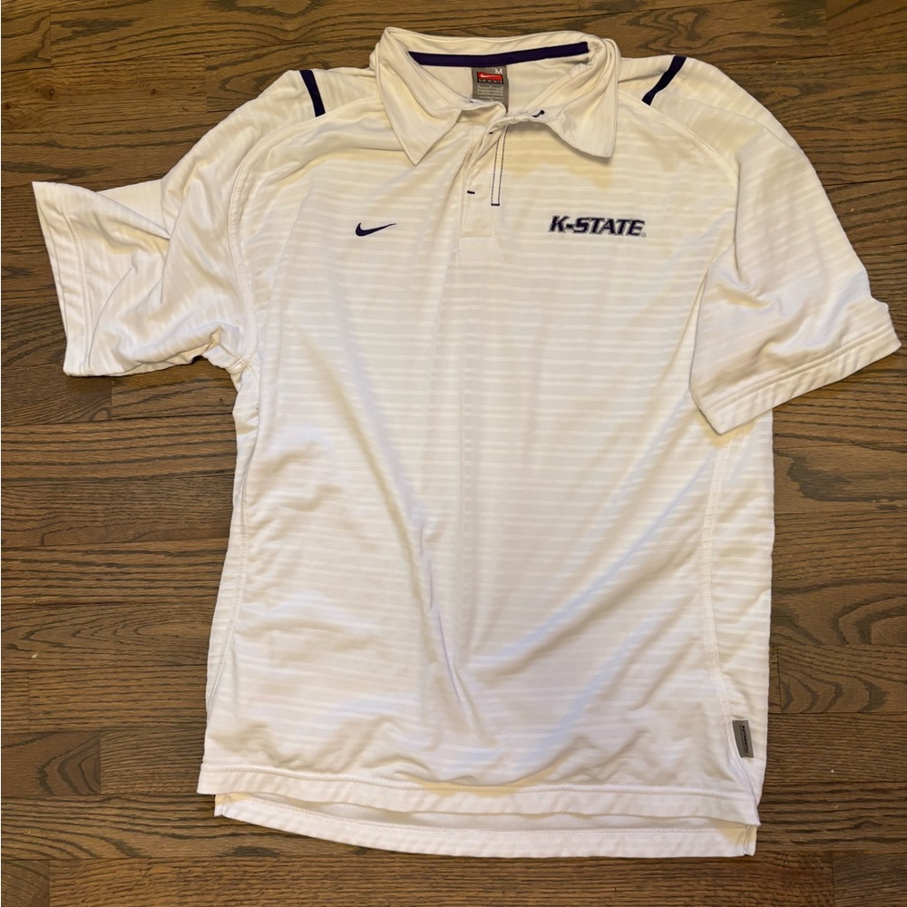 Nike White K-State Polo Shirt